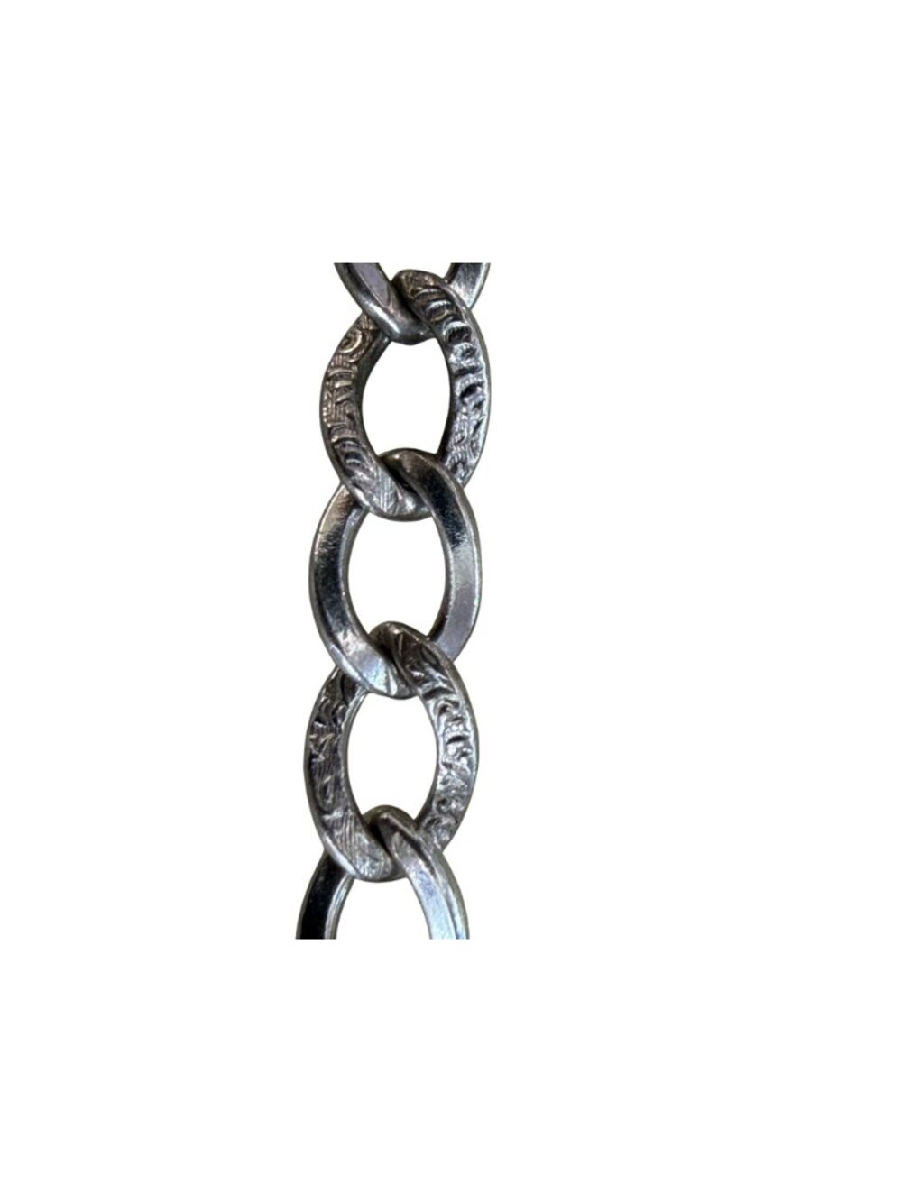 Vintage Sterling Silver Engraved Chain Charm Bracelet Spring-Ring Clasp 6.5" 9g - Picture 6 of 6